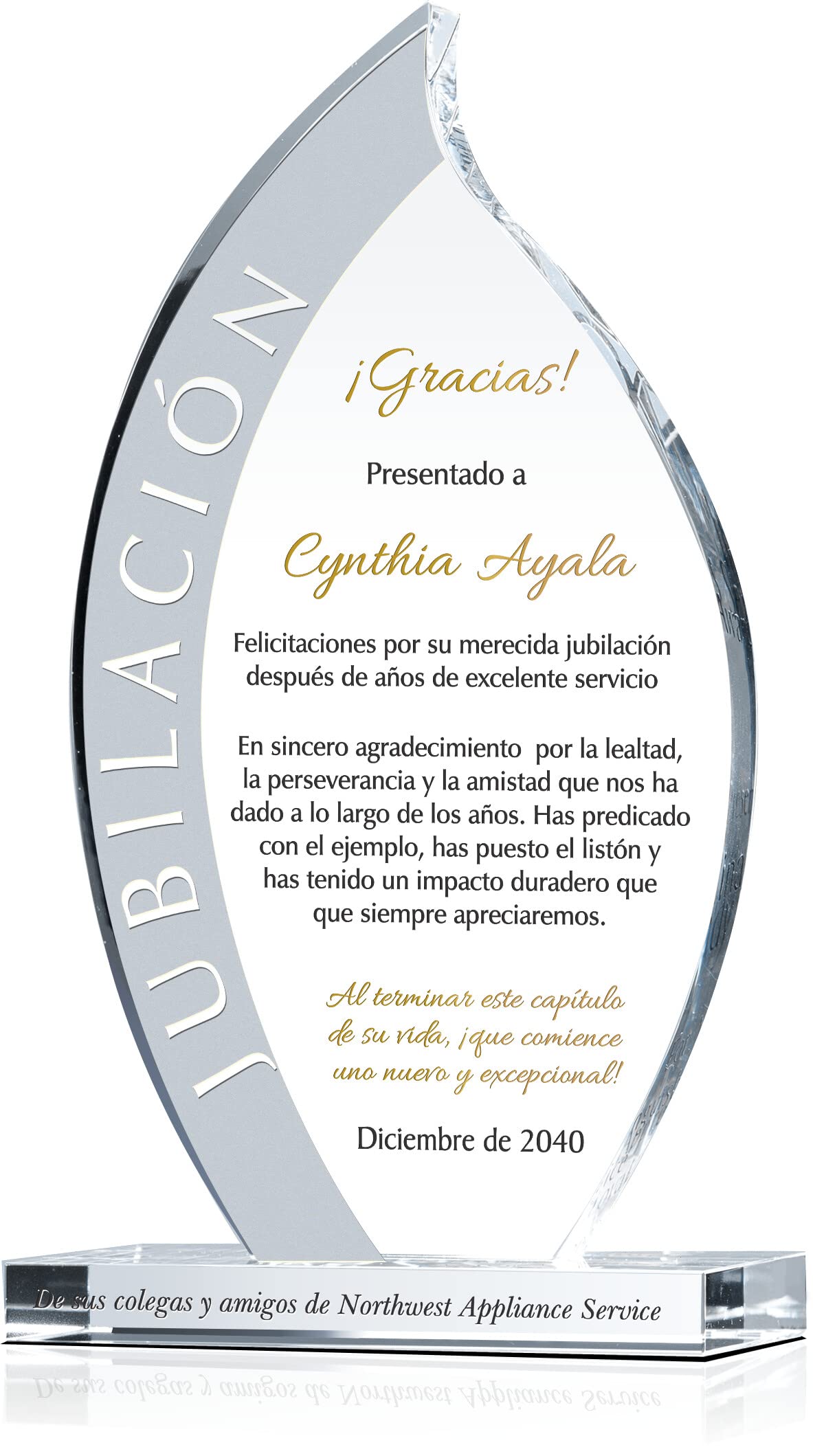 Premio de jubilación de empleado en Forma de Llama de Cristal personalizado para Hombre o Mujer, personalizado con el nombre del jubilado, Regalo de jubilación único para compañero de Trabajo(M-7.5