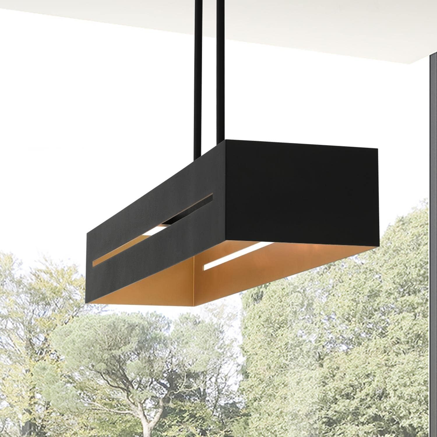 Soma Textured Black and Brushed Nickel 4-Light Linear Chandelier