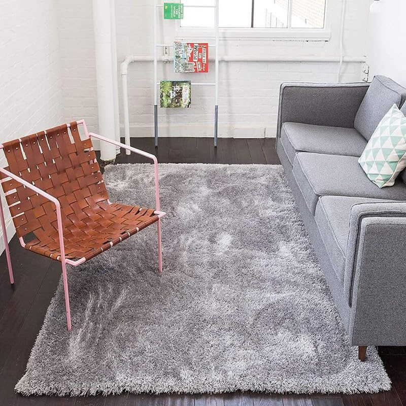 Image of Carpet for Living Room 5X7 FEET Modern Soft Shaggy Carpet Thick, Fluffy & 2 inch Pile Shag Rug for Your Kids Room, Bedroom & Livingroom (Silver Grey)