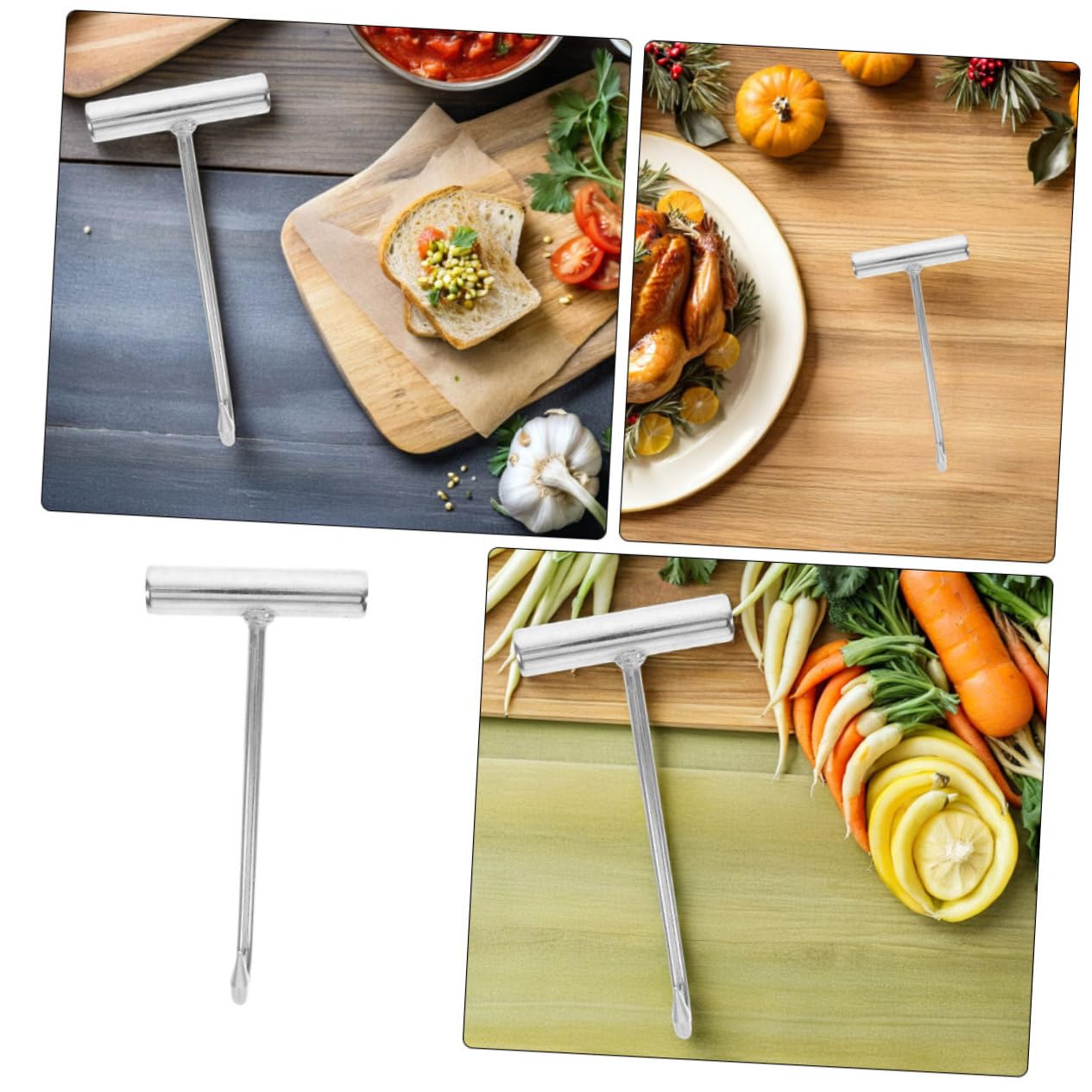 Garneck Gancio per Disossare Carne in Acciaio Inossidabile Manico Ergonomico a Forma di T, Set da 5 Pezzi, Facile da Pulire, per Ristorante e Barbecue