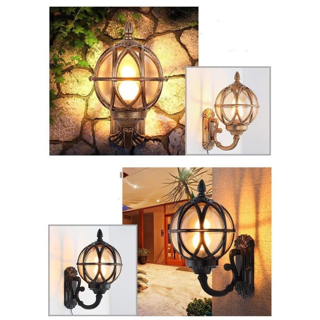 Lampa Ogrodowa,Lampy Wodoodporne Zewnętrzne Lampy Ścienne, Aluminiowe Szklane Lampy Ścienne Ogrodowe, Zewnętrzne Kinkiety Ścienne Do Przejścia Między Willami Oprawa Ogrodowa(Black,H45cm)