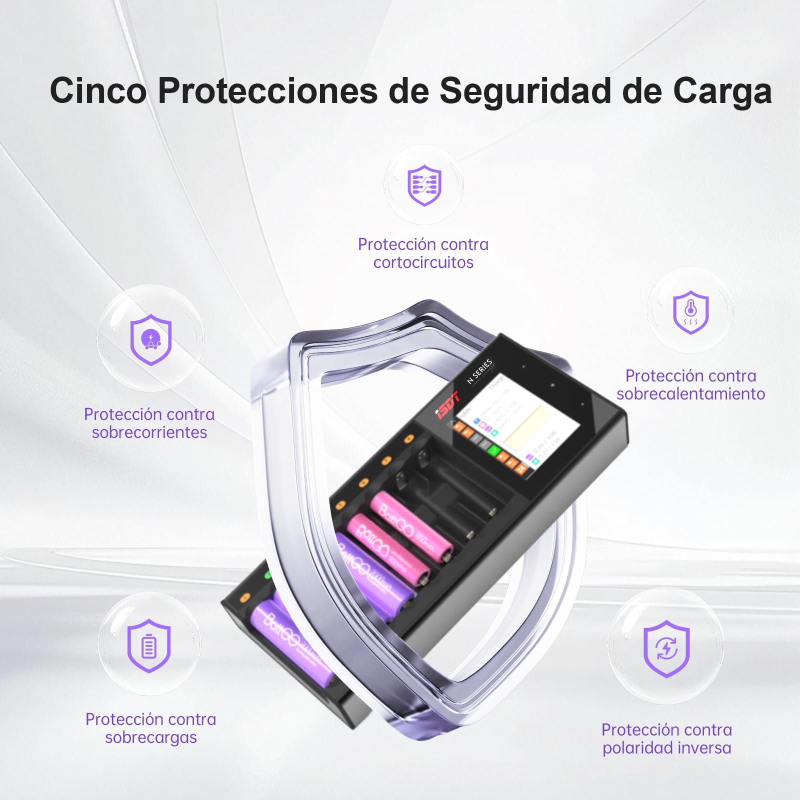 ISDT N16 Cargador Universal con Pantalla LCD | 16 Ranuras Inteligentes | Función de Descarga y Análisis | para Pilas Recargables AA AAA Li-LON LiHv Ni-MH Ni-CD LiFePO4 | Protección Completa