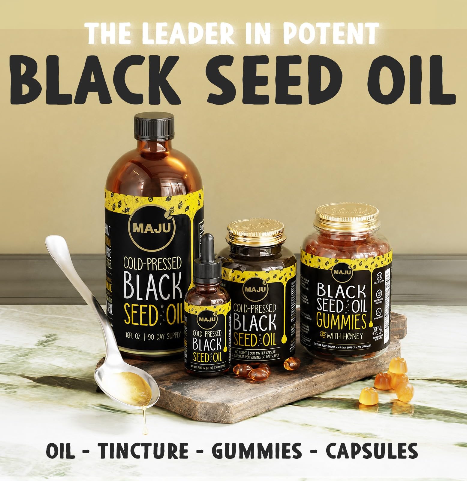 Maju Superfoods Black Seed Oil Capsules - Cold Pressed, 3X Thymoquinone, 100% Turkish Black Cumin Nigella Sativa Seed Oil, Liquid Pure Blackseed 60 Count, 500mg per Capsule — Amazon image 2