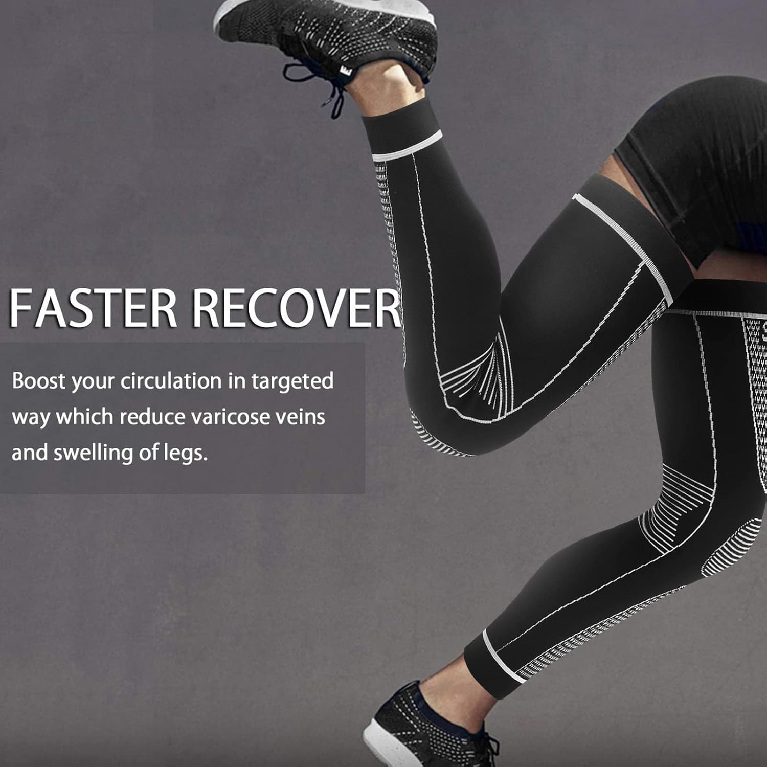 Full Leg Sleeves Long Compression Leg Sleeve Knee Sleeves Protect Leg, for Man Women Basketball, Arthritis Cycling Sport - Image 3