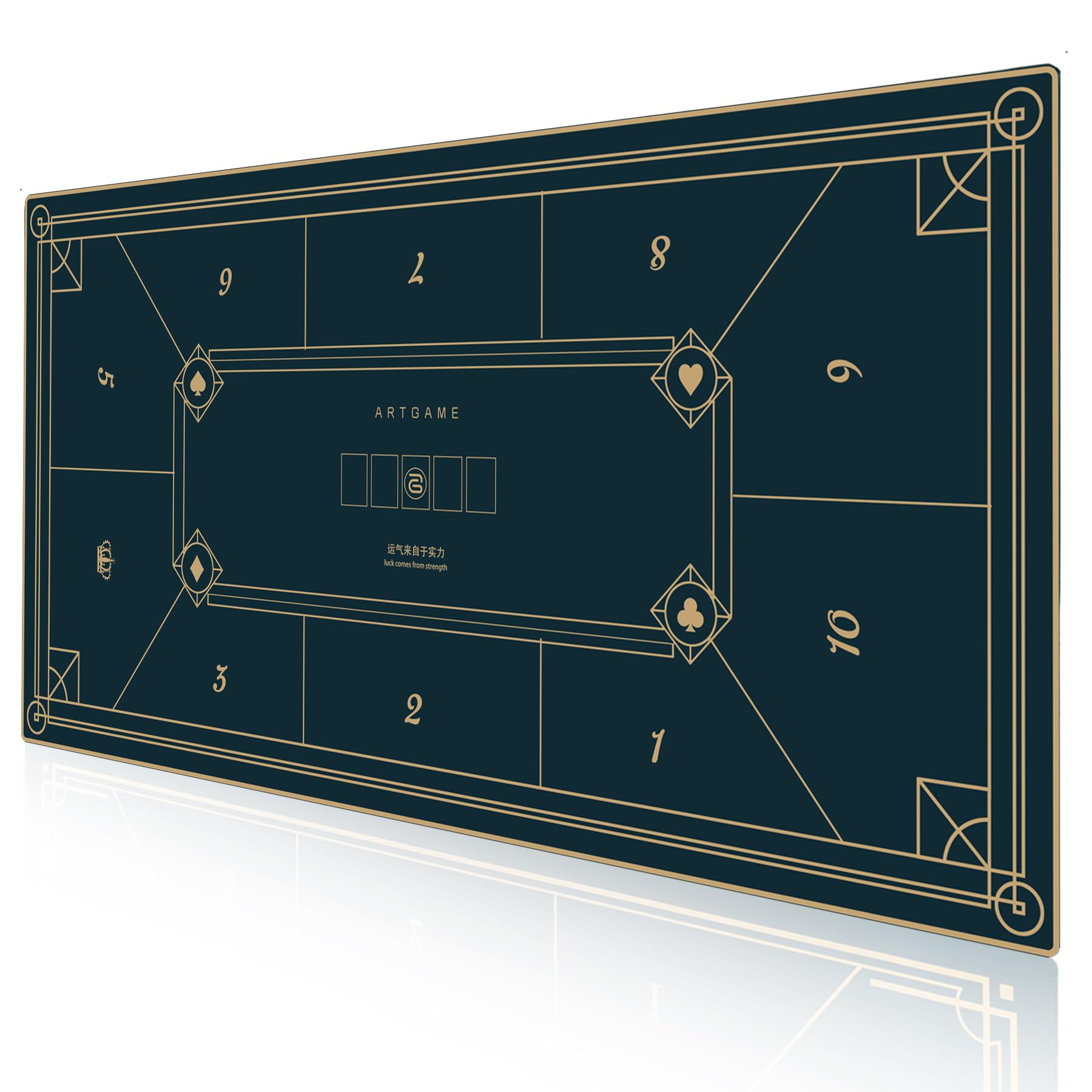 ARTGAMETexas Hold'em Poker Mat | Portable Poker Table Top, 45'' Round, Water Repellent, Noise Reduction, Family Entertainment, Casino,Blue