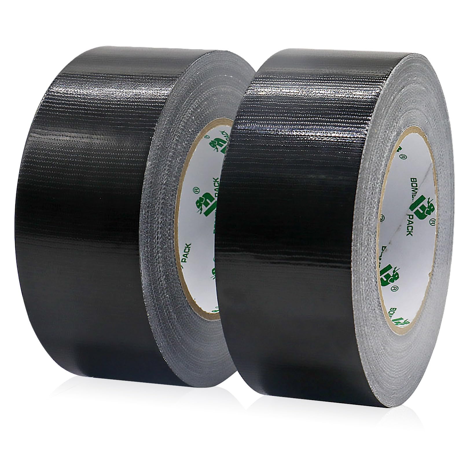 BOMEI PACK 2 rollos Cinta Americana 50mm x 50 m - Cinta Adhesiva Negra - Cinta Fuerte de Tela Reforzada con Tejido - Para Interiores y Exteriores (black 50mm)