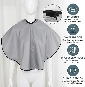2 Short Hairdressing Cape, Shortie Unisex Barber Cape, Lightweight Makeup Cape, Shaving Hair Cutting Cape, Salon Makeover Capes, Waterproof Barber Gown for Hair Styling Cutting Dyeing Styling