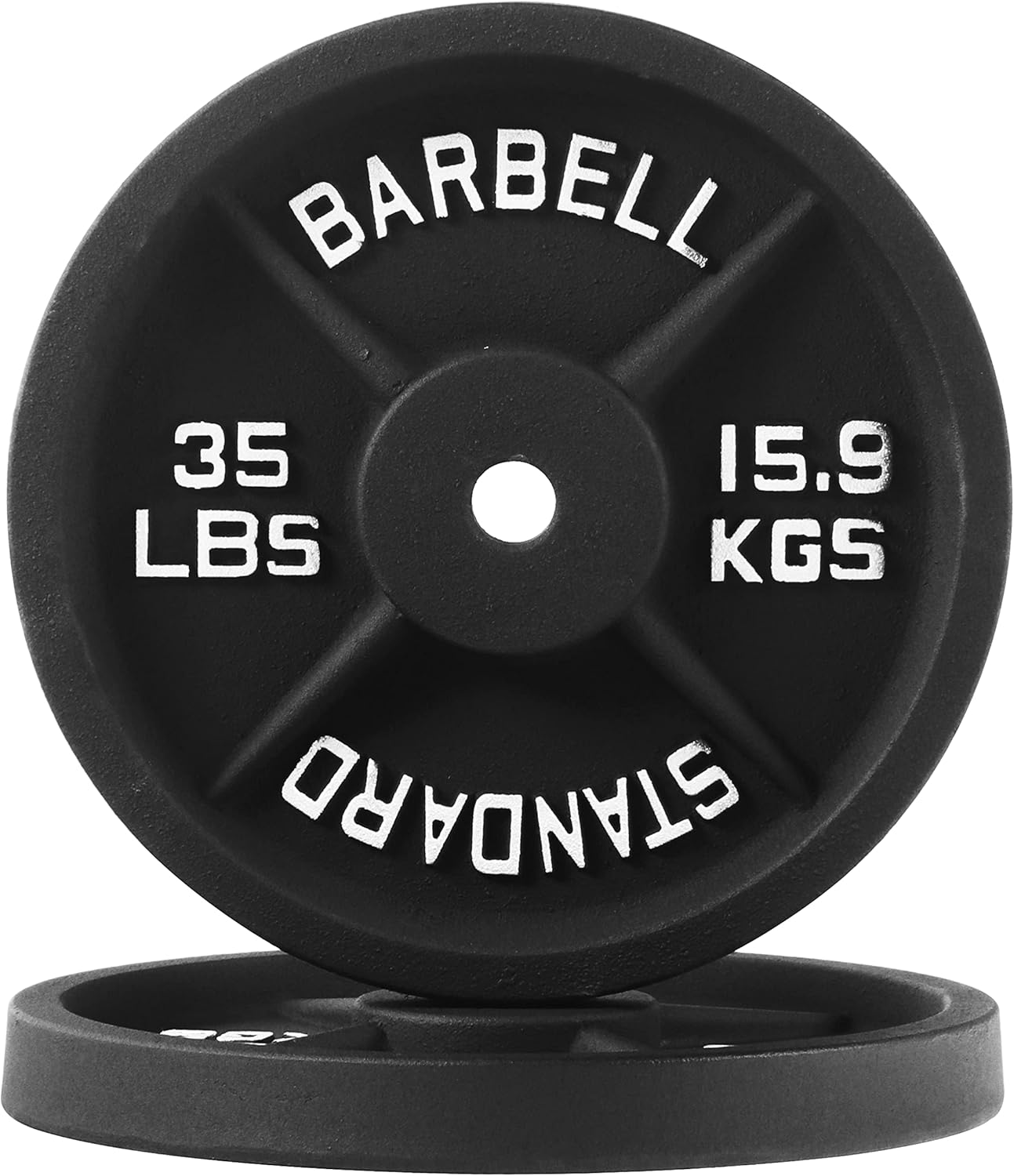 Signature Fitness Cast Iron Plate Weight Plate for Strength Training and Weightlifting, Standard or Olympic, Multiple Sizes M. 35LB (Set of 2) 1-Inch Center (Standard)