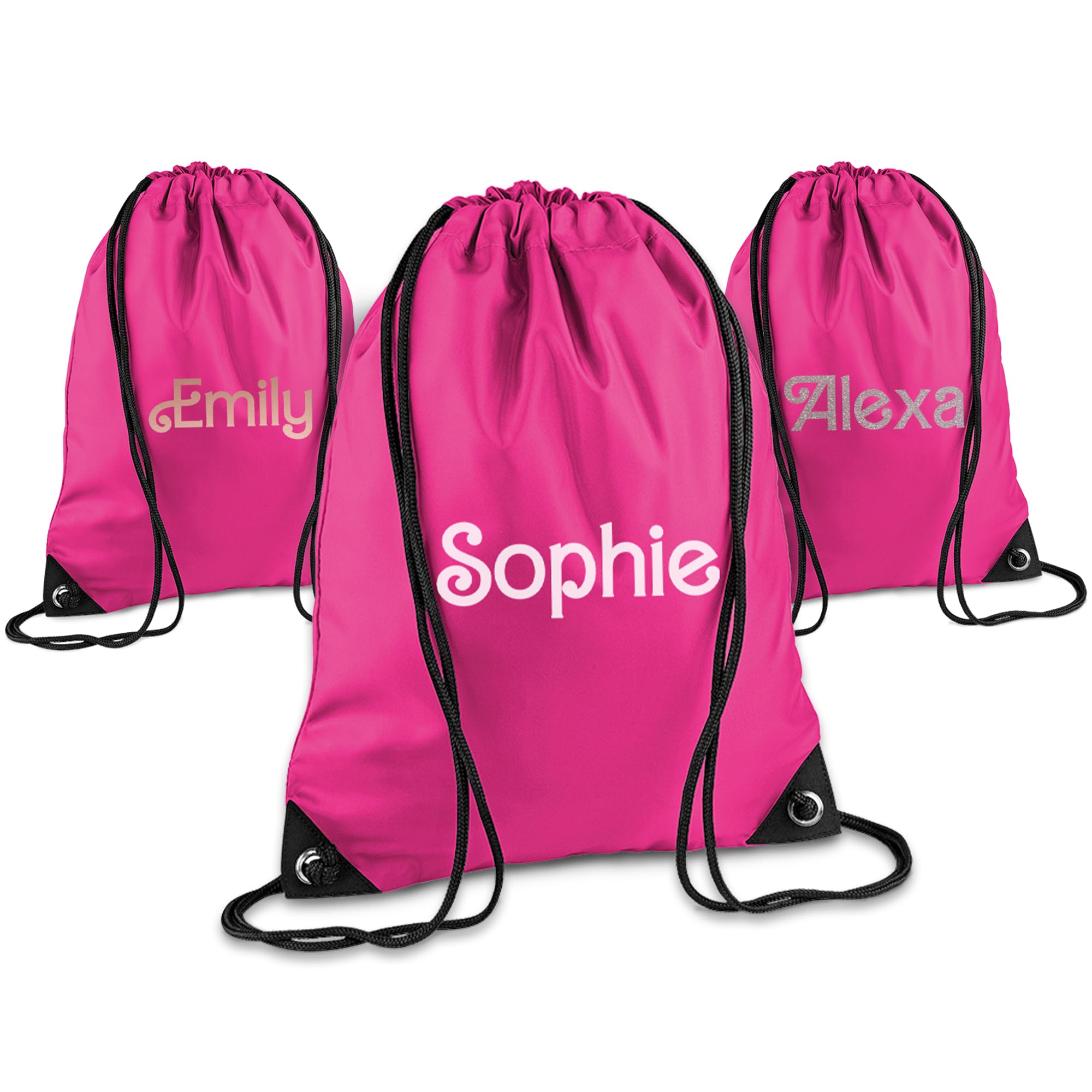 Print Maniacs Personalised Drawstring Bag for Kids Back to School PE Bag, Swim Bag with Name Ideal for Boys, Girls, Toddlers,and Primary School Students Perfect School Bag Fuchsia
