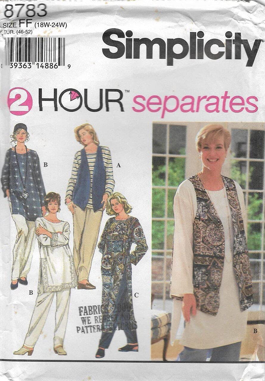 Simplicity 8783 Sewing Pattern Misses Tunic Pants Vest Size 18 - 24 - Bust 40 - 46