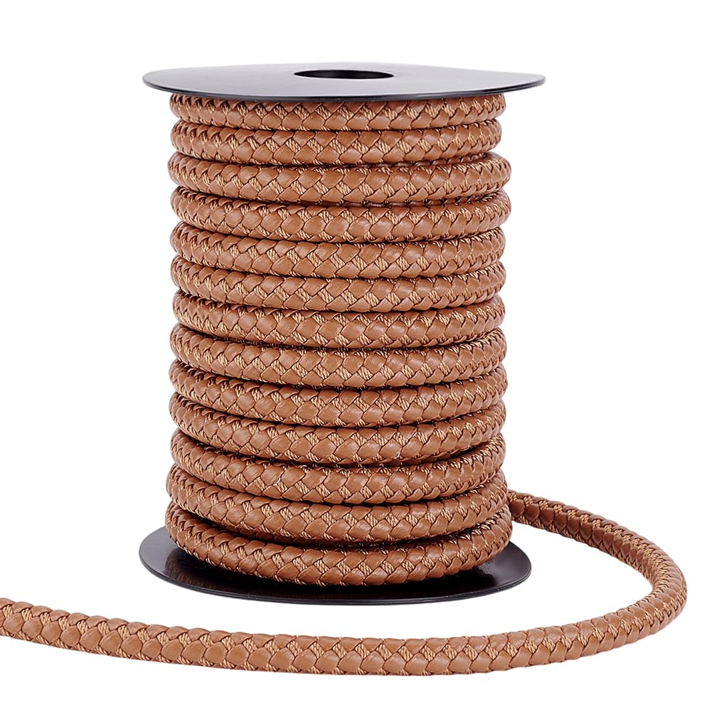Cordon cuir synthétique 8mm marron cordon tressé rond pour collier et sac