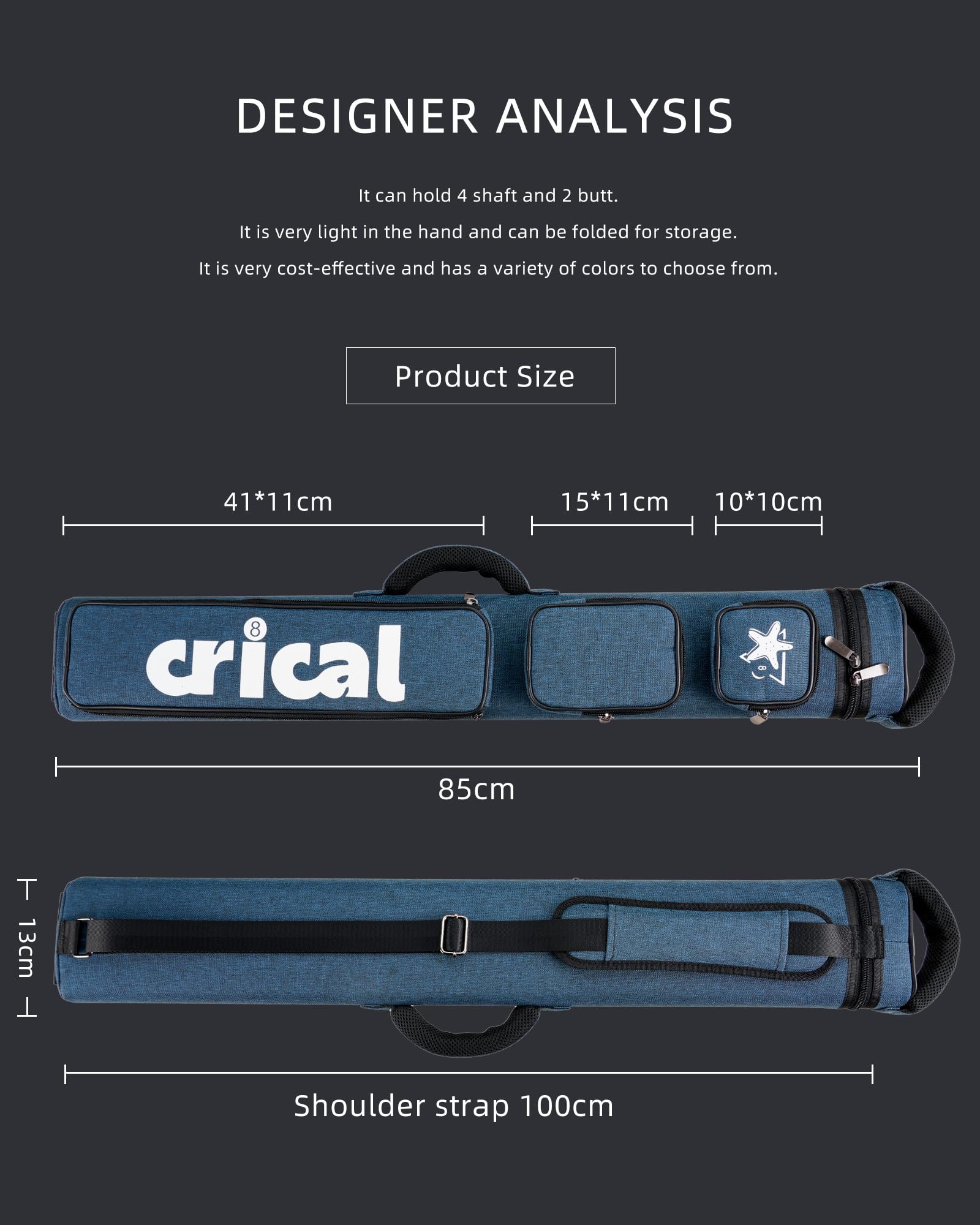 CRICAL Pool Cue Case 2x4 Hard Pool Stick Case Holds 2 Butts and 7