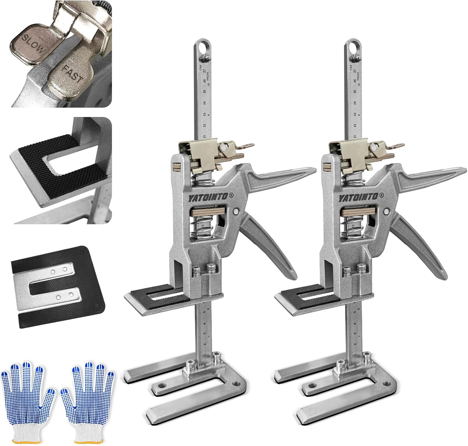 12 Inch Furniture Lift Jacks with Anti-Slip Pads,2 Pack 440Lbs Load Capacity,Precise Control Slow/Fast Descent,Versatile Floor Jack for Heavy Furniture,Installing Windows,Doors,Bed,Cabinet