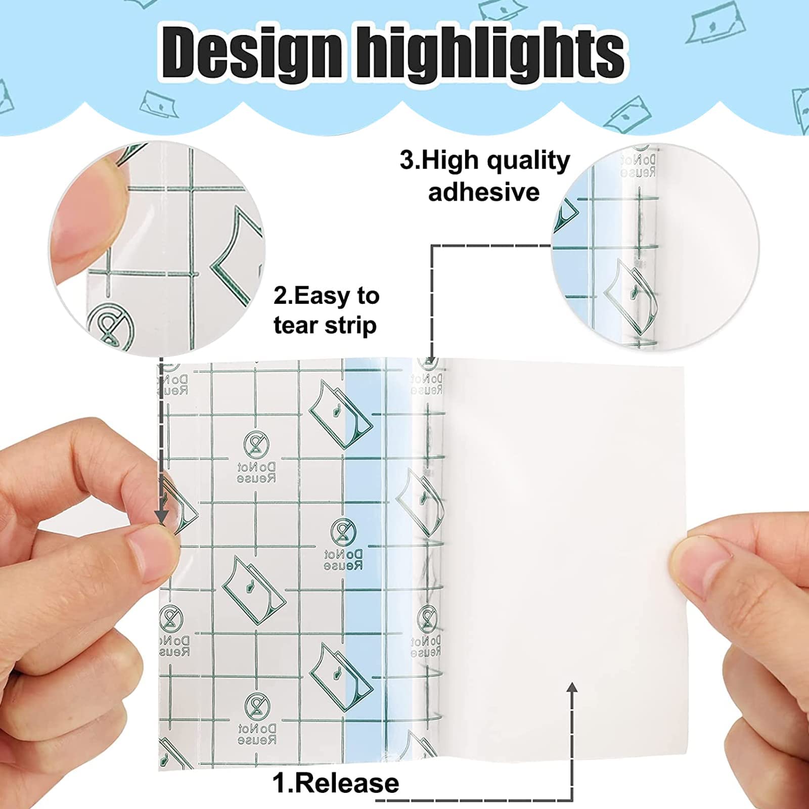 Qunkun Benda Trasparente Impermeabile, 15cm*10m Adesivi per riparazioni tatuaggi, Trasparente Ferita Adesivo Fixer, Bendaggio Antiallergico, Cerotti Elastici di Fissaggio (15CM)