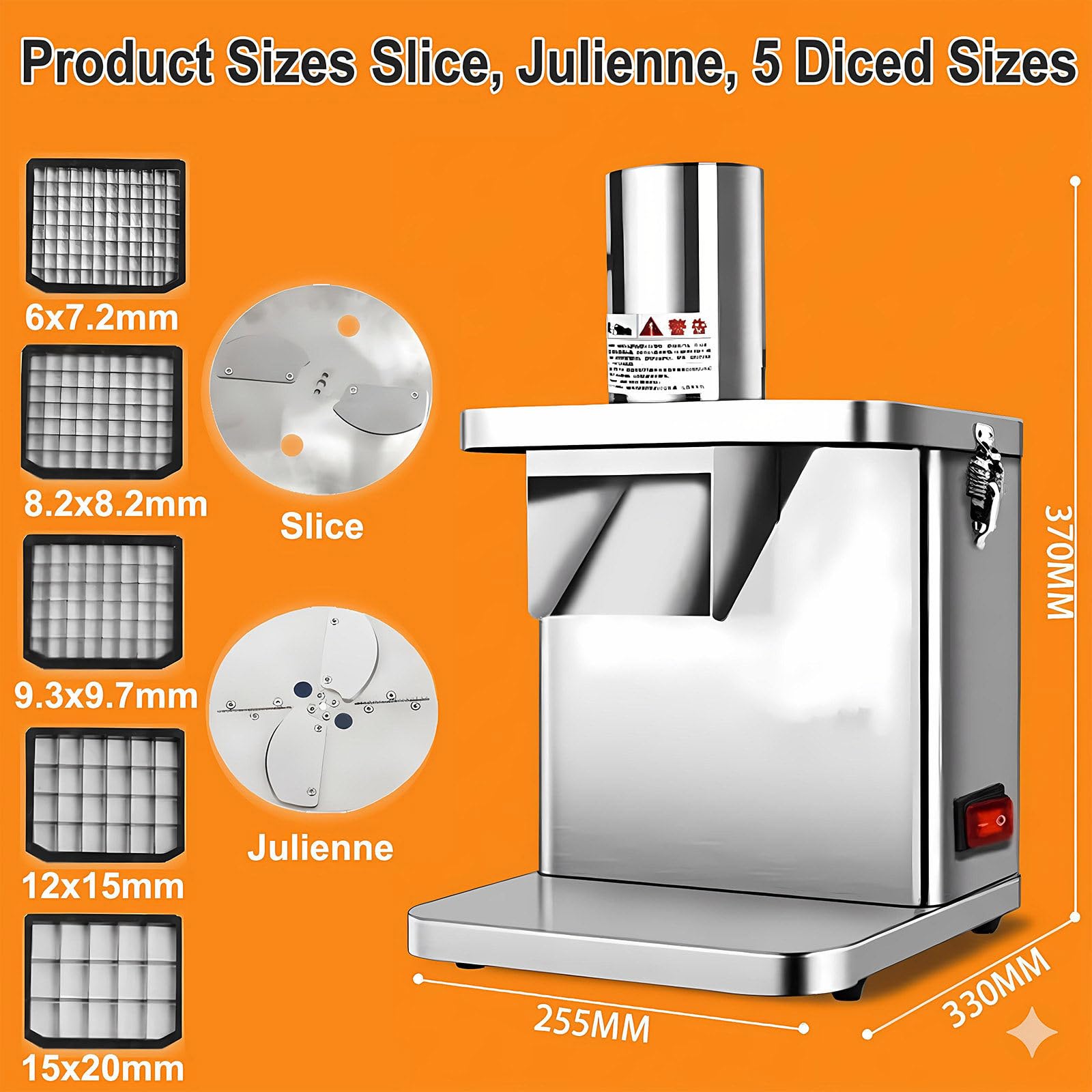 Powerful Stainless Steel Food Processor Electric Vegetable Cutter with Automatic Dicer, Ideal for Commercial Kitchen Equipment High Efficiency