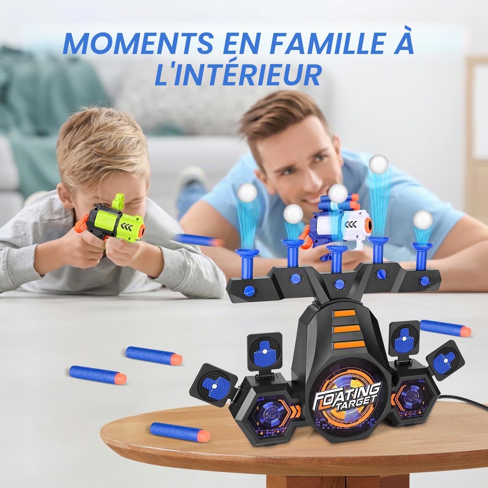 Pistolet Jouet pour Nerf Cible de Pistolet, Jeu de tir pour Enfants, Ensemble de Jouets avec Mode Cible Hover Ball et 9 cibles, Cadeau pour garçons et Filles âgés de 6 7 8 9 10 11 12 Ans