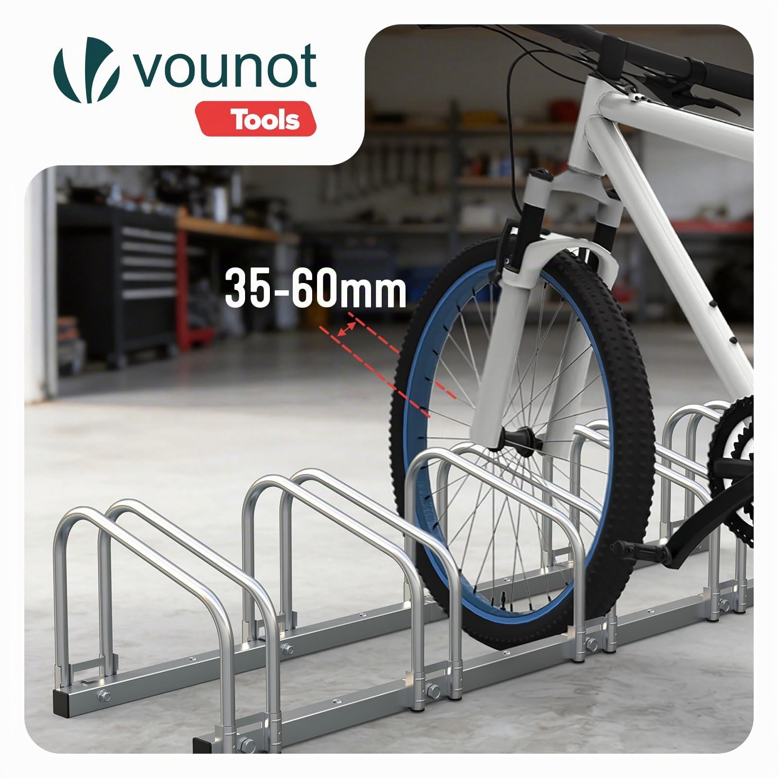 VOUNOT Fahrradständer, für 5 Fahrräder, Boden und Wandmontage, Aufstellständer Mehrfachständer, Grau Sport & Freizeit