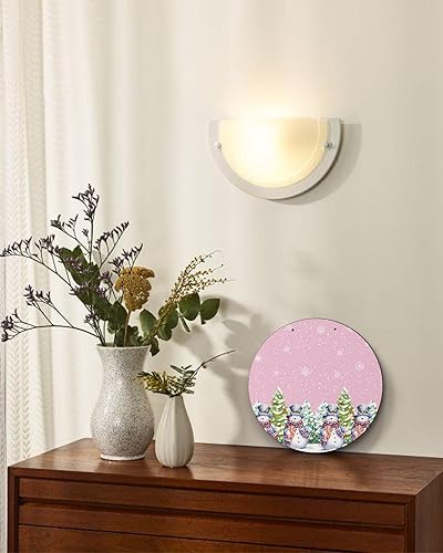 Miniatura 7 de Seasonal Front Door Welcome Sign, Merry Christmas Snowman Xmas Tree Snowflake Pink Round Wood Wreaths Wall Hanging Sign for Outdoor Porch Wall
