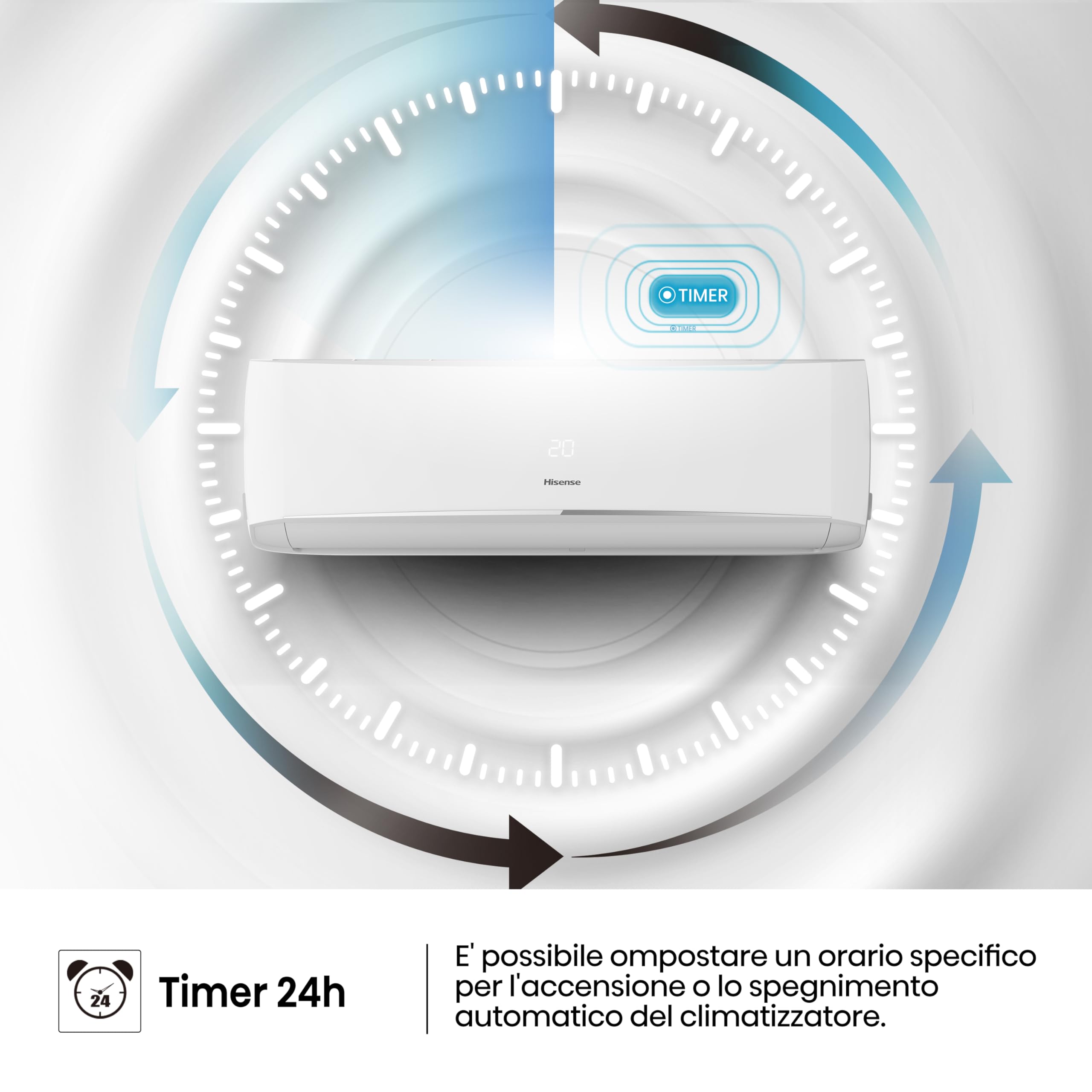 Hisense,Climatizzatore fisso Halo CBYR0906G,Monosplit 9000BTU,Raffrescamento e Riscaldamento(2.6Kw/2.7Kw),Timer 24h, Telecomando[Classe energetica A++/A+], Solo Unità Interna, No Unità Esterna