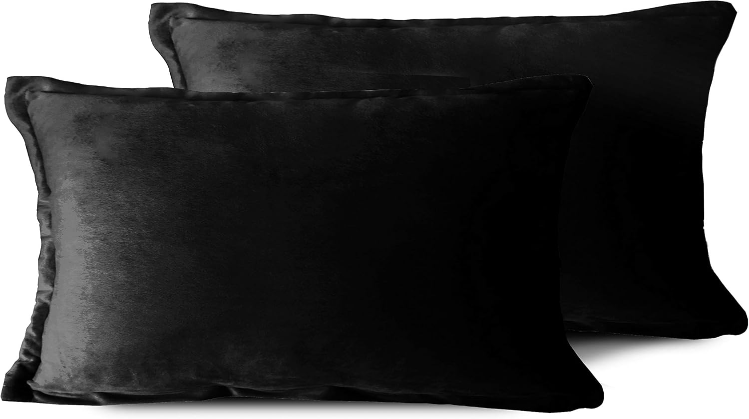 EDOW Velvet Throw Pillows (Set of 2), Soft Fluffy Down Alternative Polyester Stuffing Decorative Pillows for Home Decor, Sofa, Couch, Bed, Office and Car. (Black, 12x20)
