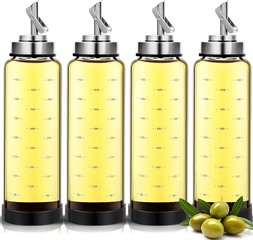 Miniatura 1 de 4 botellas dispensadoras de aceite de vidrio de 17 onzas para cocina, dispensador de aceite de oliva inastillable y a prueba de fugas con boquillas