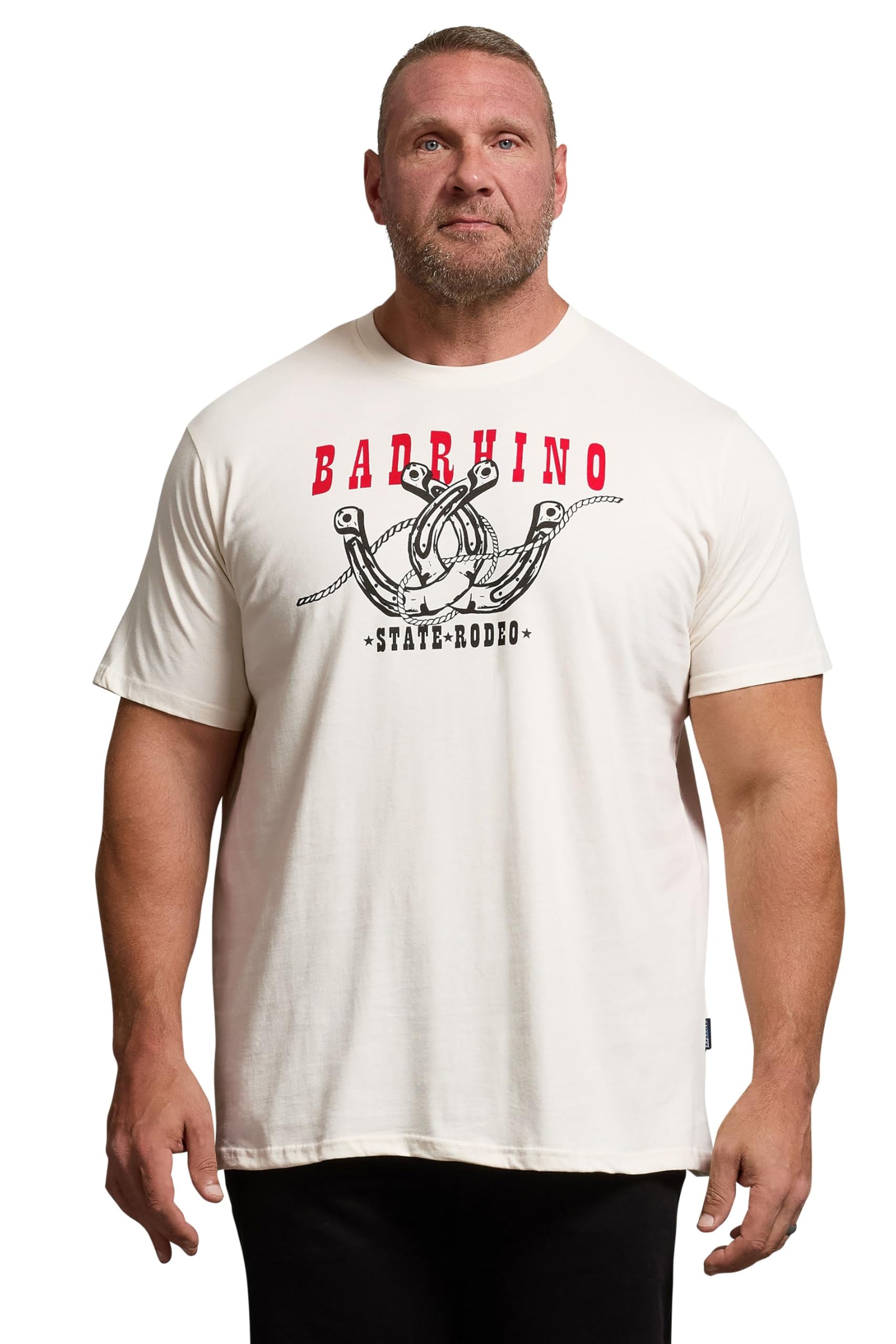 Badrhino Men's Off-White Big & Tall 'State Rodeo' Graphic T-Shirt - Plus Size Curve