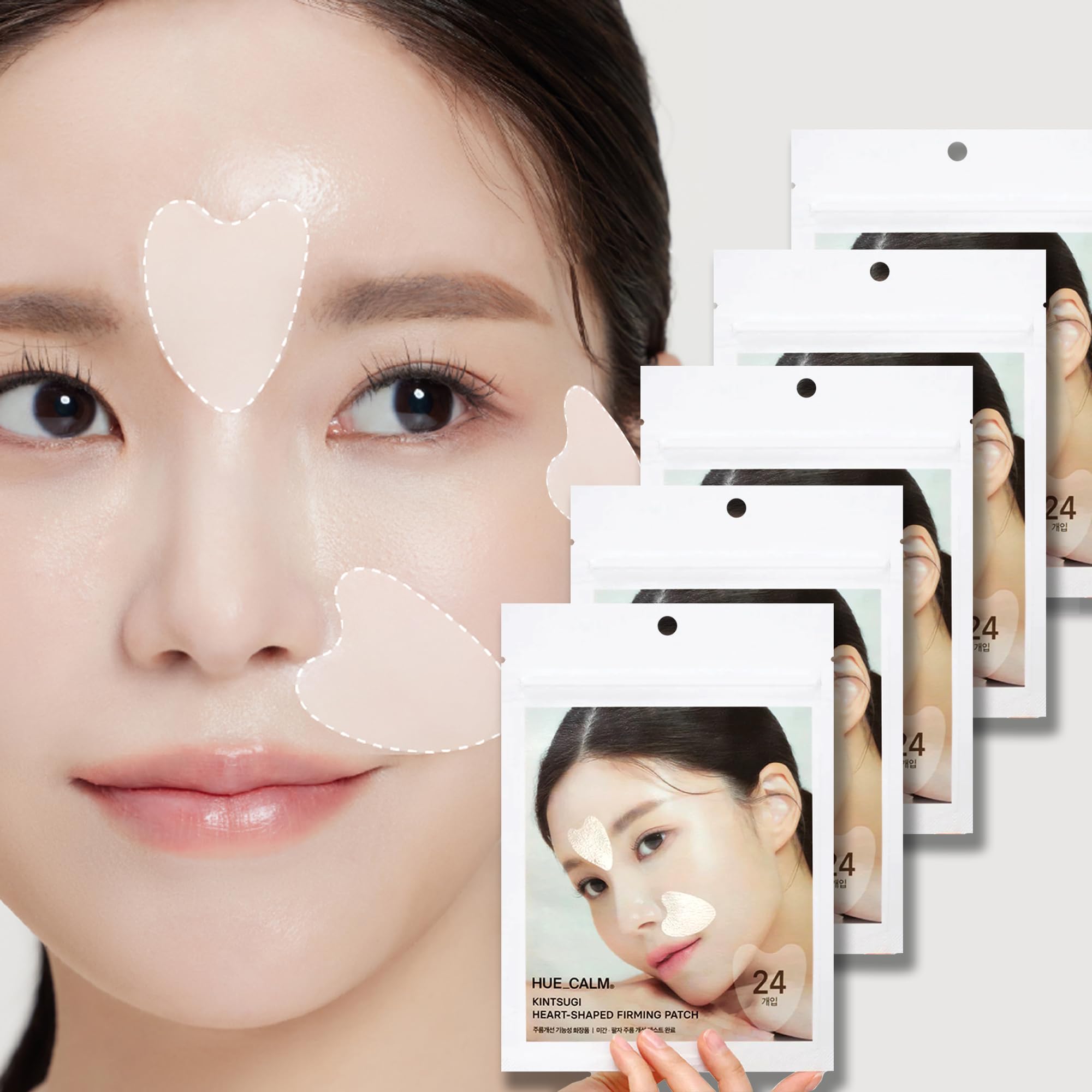 HUECALM Anti-Wrinkle Patches Face Lifting with Hydrolyzed Collagen–Invisible Forehead, Eye, Smile Line Anti-Wrinkle Tape K-Beauty Overnight Korean