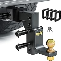 Orion Motor Tech Adjustable Trailer Hitch Ball Mount for 2" Receiver - 9-1/2" Drop, 8-1/4" Rise, 8000 LB Capacity with 3 Locking Pins