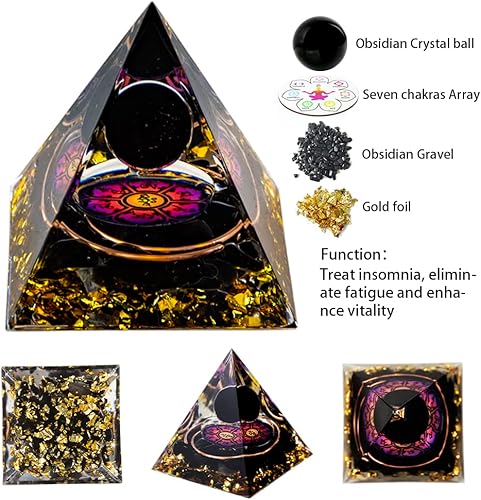 Miniatura 4 de Pirámide de orgón, el chakra del zodiaco pirámide de cristal curativo energético para la salud, éxito de la suerte, decoración del hogar (2.36