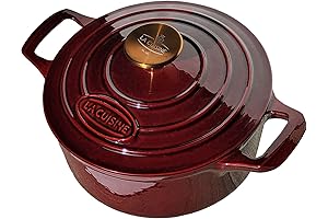 La Cuisine Enameled Cast Iron Dutch Oven, 2 Quart, Matte Black Enamel Interior, Cranberry Finish