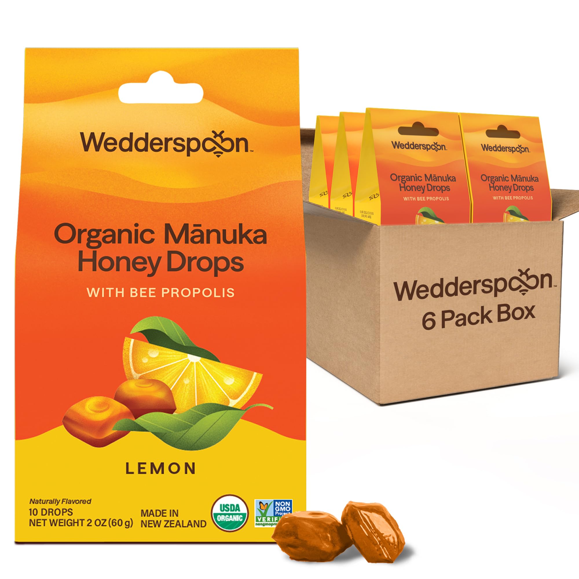 Wedderspoon Organic Manuka Honey Drops, Lemon & Bee Propolis, 20 Count — Amazon image 10