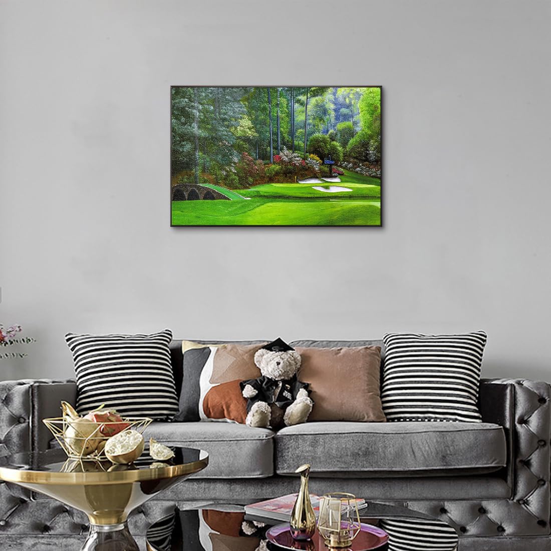 風景画 マスターズ 絵画 アート 額縁付 ゴルフ 自然 緑 グリーン 美術