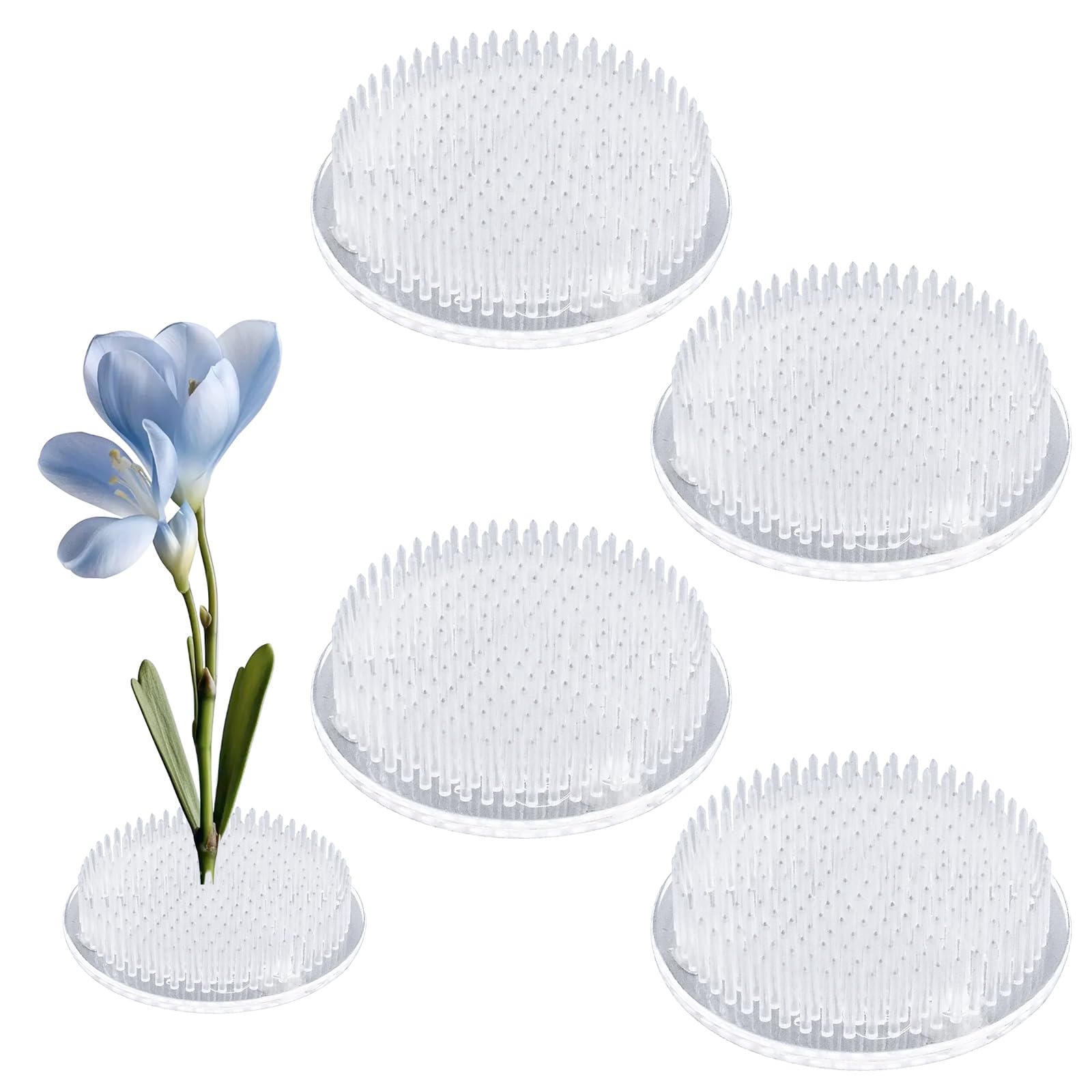WANDIC Plastic Ikebana Kenzan Flower Frog 2.8in Clear Suction Cup Set of 4