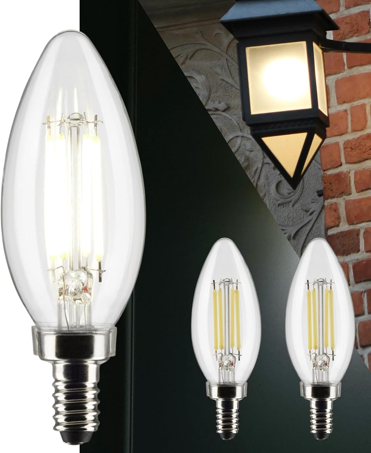 Satco 5.5W B11 LED Light Bulb 4000K Cool White 500 Lumens E12 Candelabra Base 90 CRI Clear Finish Dimmable Enclosed Fixture Rated Wet Location 120V S21276 (24 Pack)