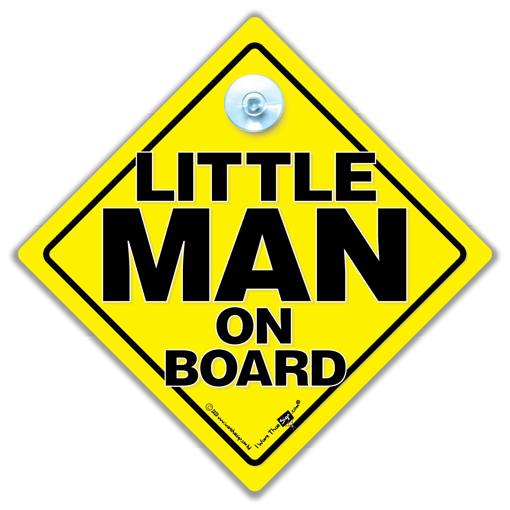 Iwantthatsign.com Men's Little Man On Board Car Sign Suction Cup Car Window Sign For Little