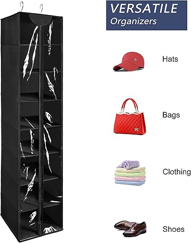 Miniatura 4 de coastal rose Organizador colgante de PVC transparente de 8 niveles con cremallera, organizador de suéter colgante para armario con cubierta,