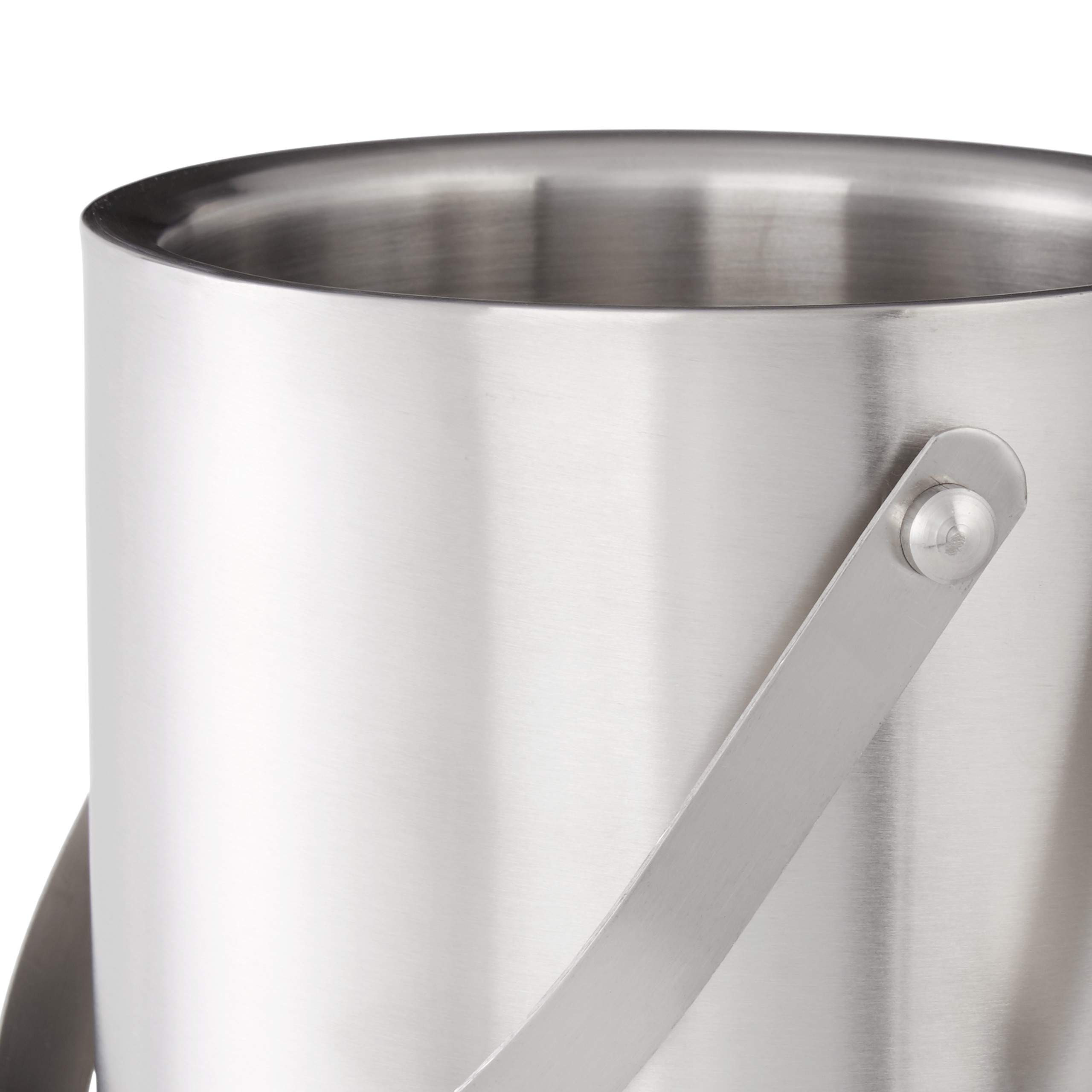 Relaxdays Cestello Ghiaccio Rotondo con Coperchio, Portaghiaccio per Bar, Party, 1,5 L, HxLxP: 17 x 15 x 15cm, Argento