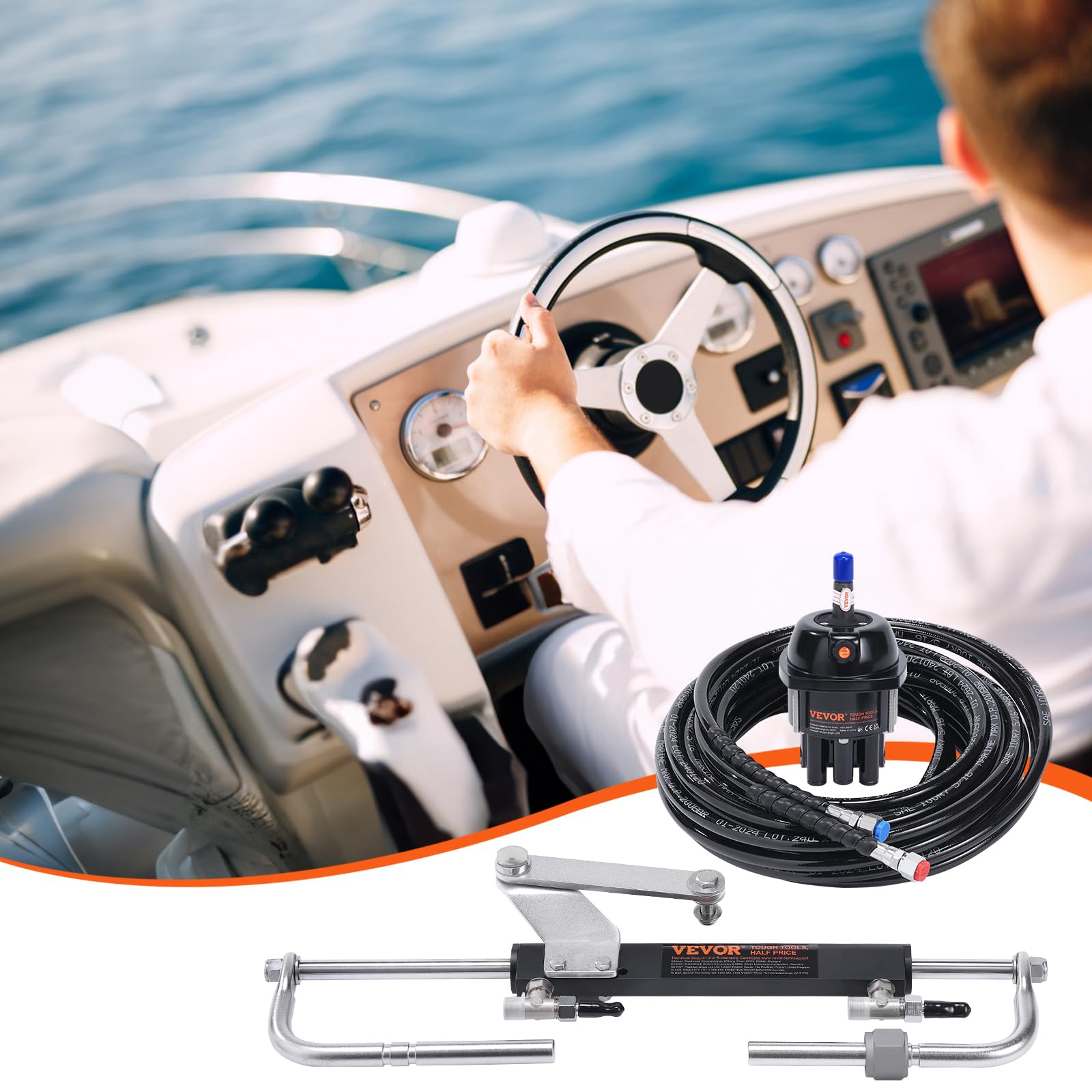 VEVOR Kit Tubo Sterzo Idraulico Per Fuoribordo – 2 Pezzi Da 6 Metri, Filetto 9/16″-18UNF, Adatto Per Motori Fino A 300 CV