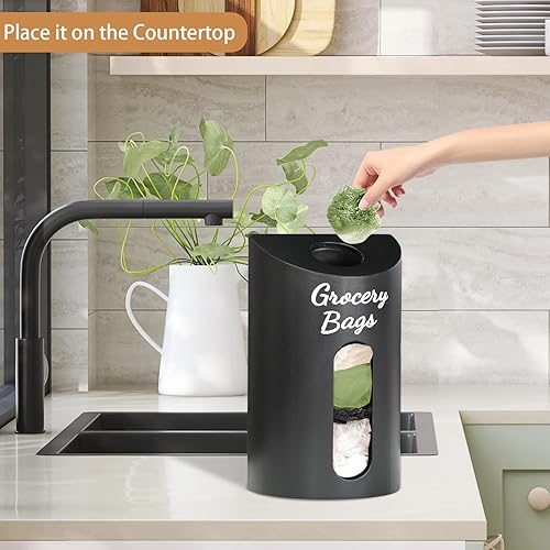 Miniatura 4 de Soporte para bolsas de plástico montado en la pared, soporte de madera para bolsa de comestibles, dispensador de bolsas de plástico de granja debajo