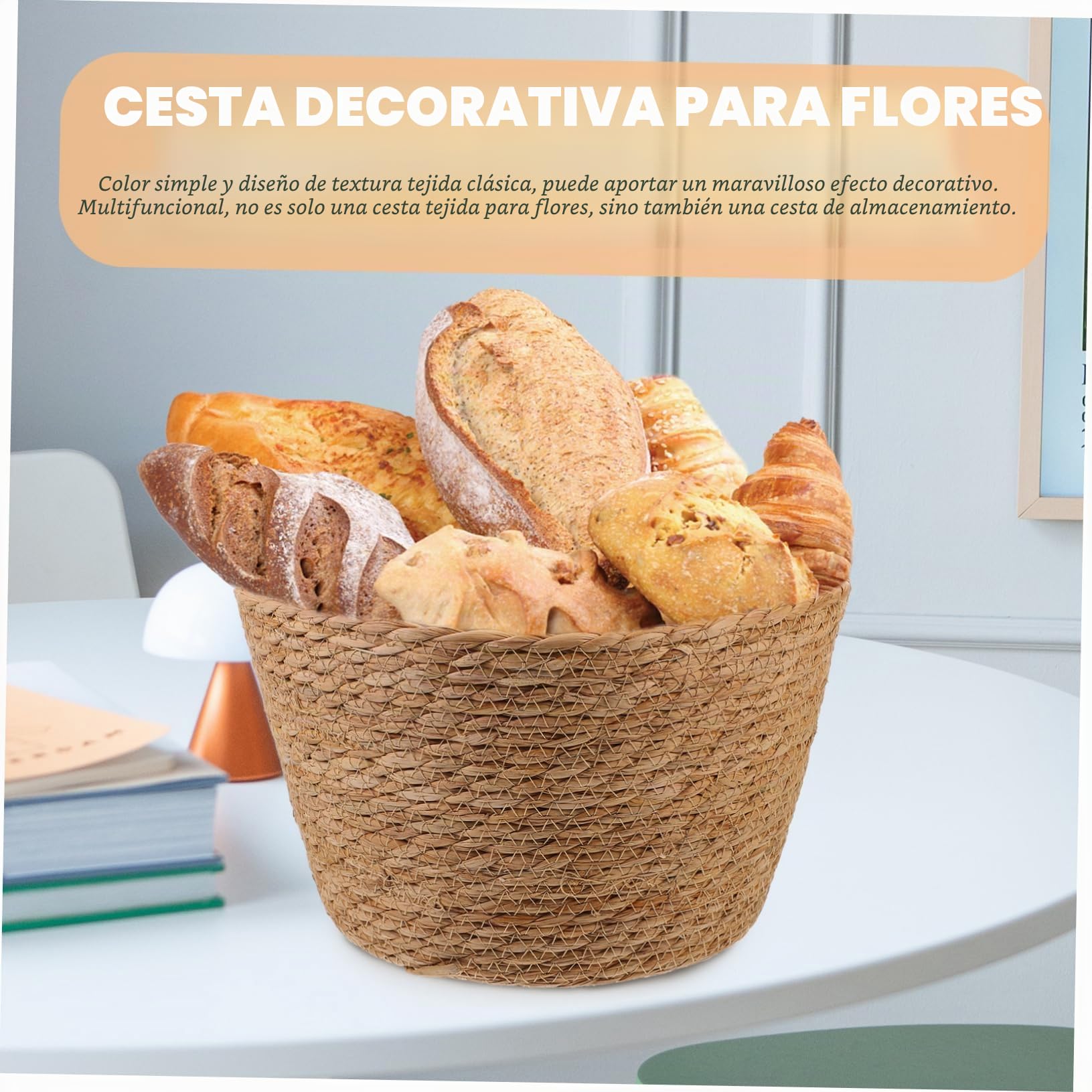 Happyyami 2 Macetas Tejidas de Paja para Plantas de Interior, Cestas Ligeras y Multifuncionales Diseño Clásico para Decoración en Floristerías y Hoteles