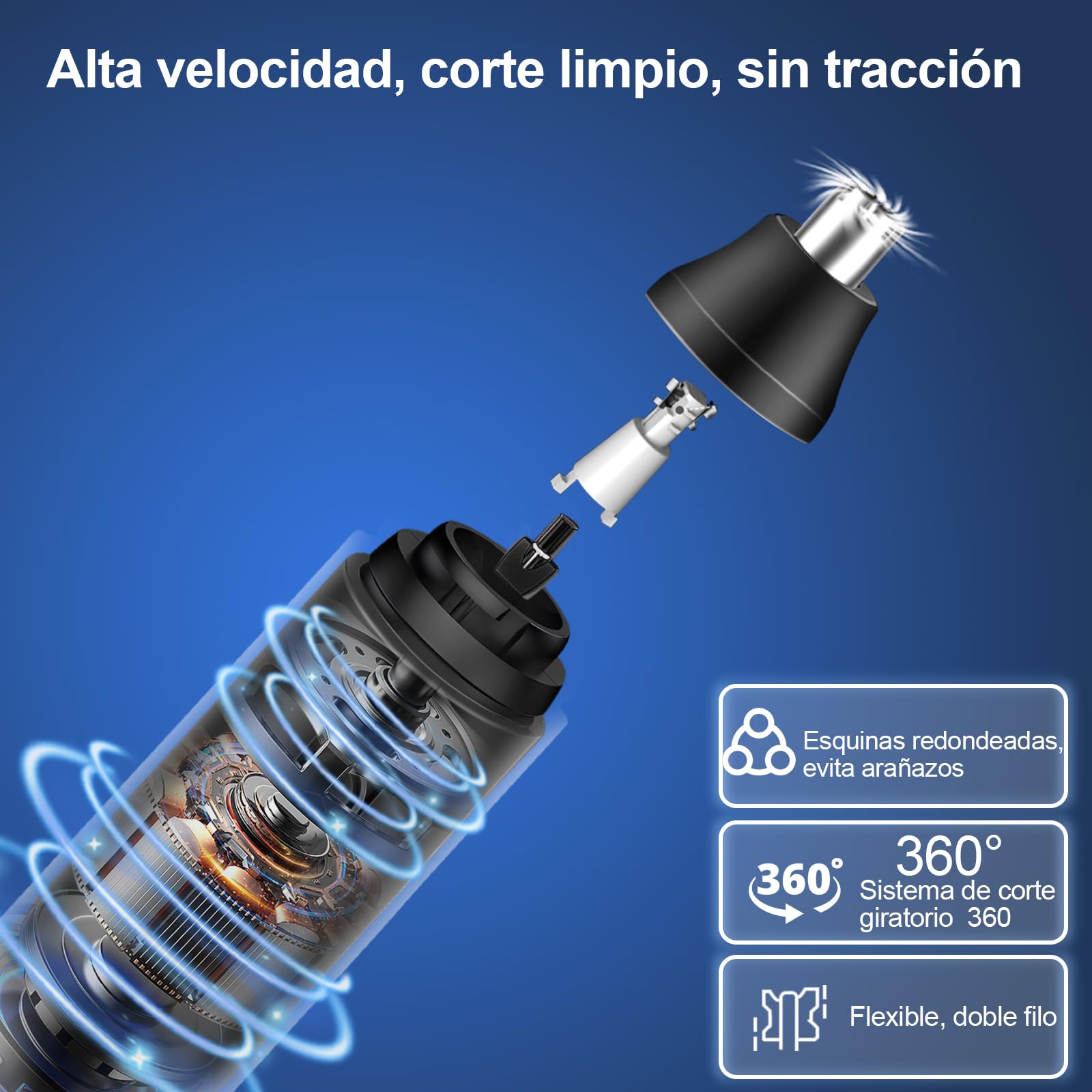 Cortapelos Nariz, Recortador Pelos nariz y oreja USB Recargable, LCD Display, IPX7 para Cortar el Vello de la Nariz y Orejas, Nose Hair Trimmer para Hombres y Mujeres — view 3