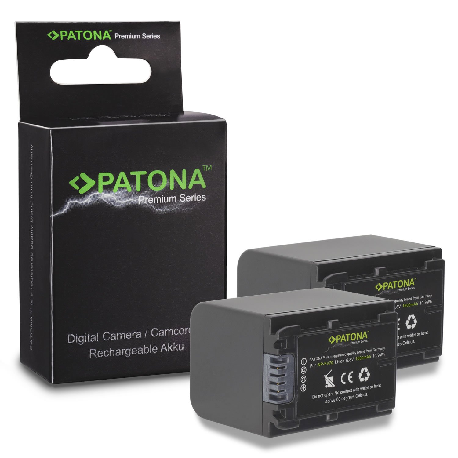 PATONA 2X Batterie NP-FV70 1600 mAh – pour Sony Handycam