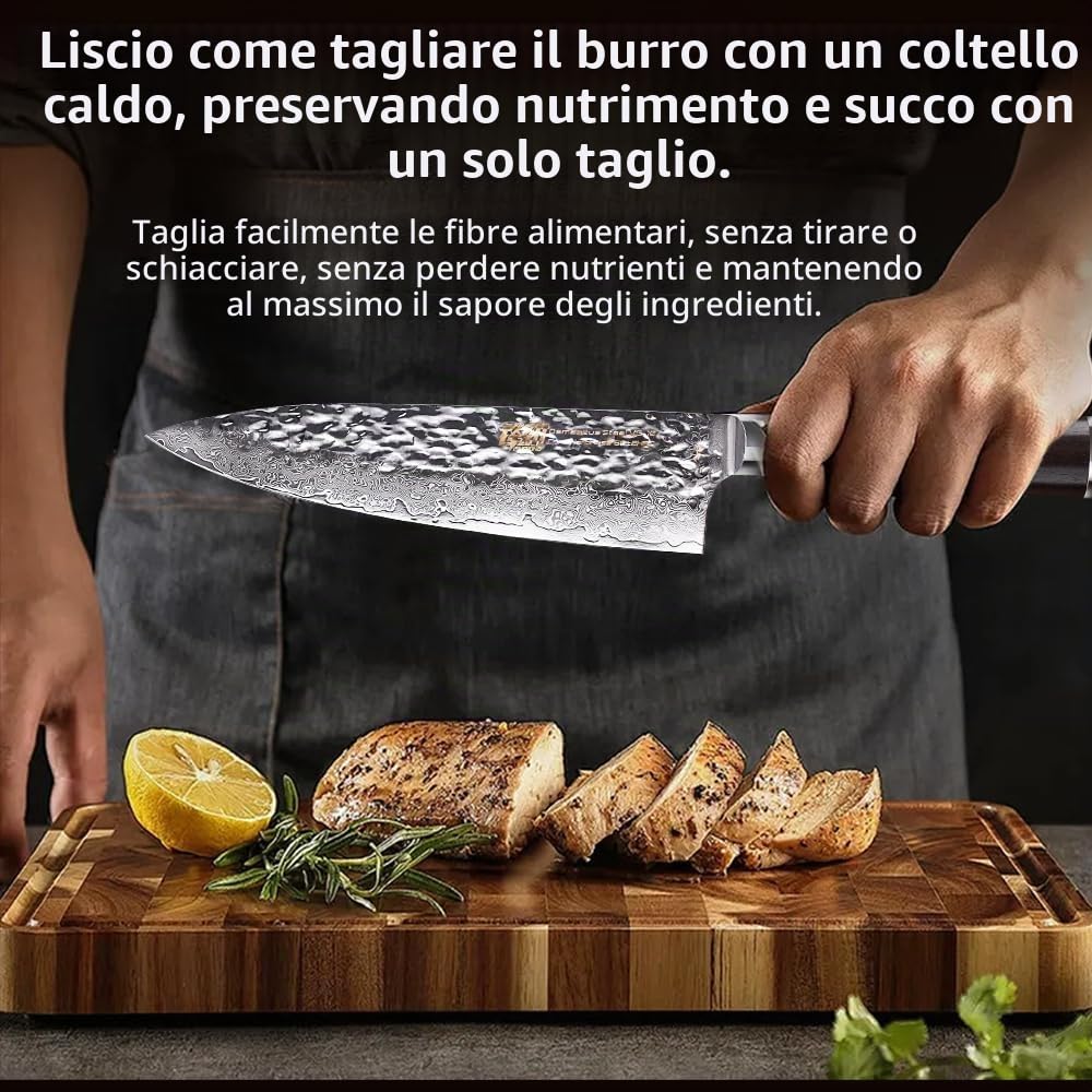 FINDKING Coltello da Chef Damasco 19 cm, VG-10, Stile Giapponese