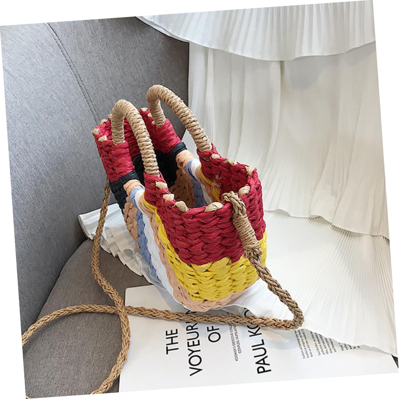 Borsa Intrecciata in Paglia Capiente, Borsello a Tracolla Fashion | Atmosfera Estiva, Stile Creativo e Distintivo, Formato Pouch per Shopping e Lavoro