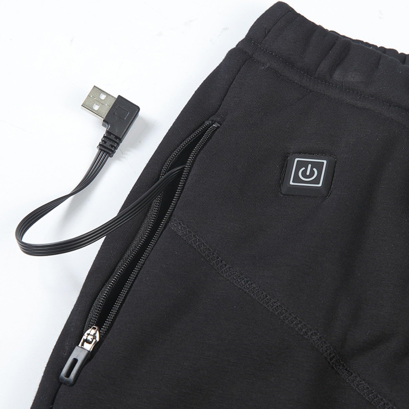 Generisch Sous-vêtements thermiques pour femme - Pantalon long ultra doux avec poche - Legging chaud pour l'hiver - Coupe ajustée avec fonction chauffante USB