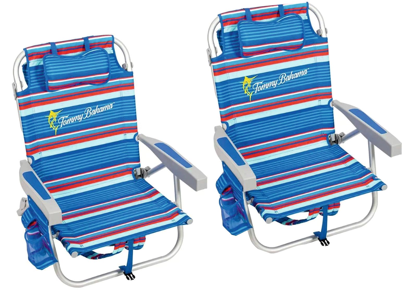 TECNOLIFE Pack 2 Sillas Playa PLAGABLE Asas Tipo Mochila Tommy Bahamas Rayas Modelo 2022
