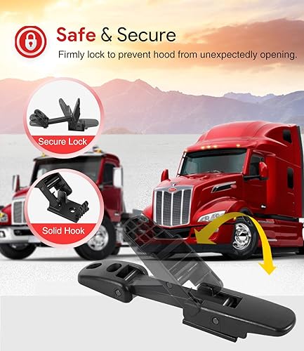 Miniatura 3 de 315-5502 315-5503 Kit de pestillo de capó resistente para Kenworth T170, T270, T330, T370, T660  Peterbilt 325, 335, 337, 340, 348, 384, 386, 567,