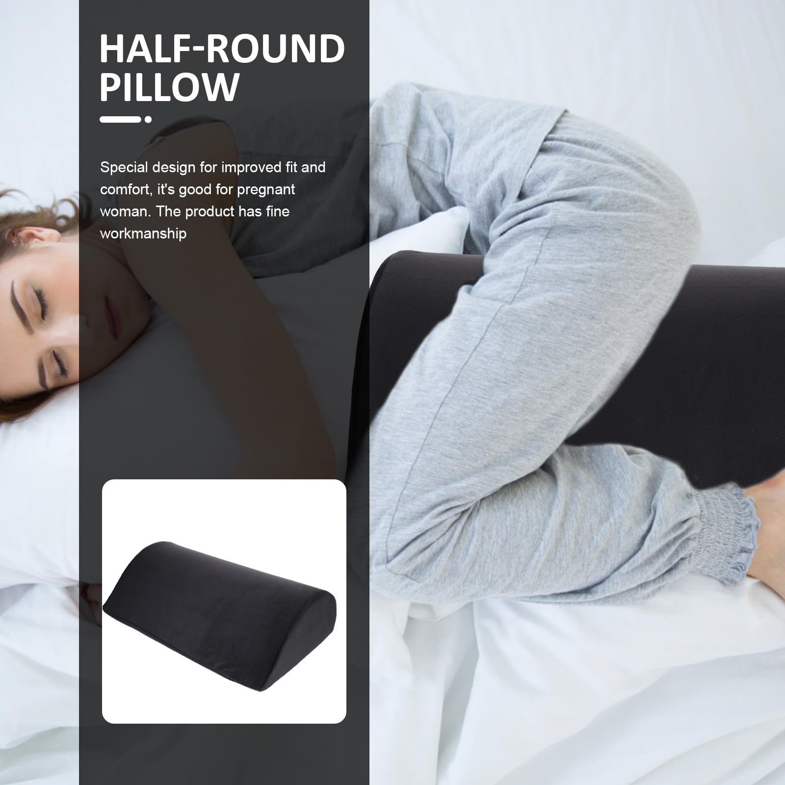 Toyvian Coussin Lombaire à Mémoire de Forme en Mousse Viscoélastique Modèle Incliné Noir Soutien Ergonomique Taille Jambes Housse Amovible et Lavable Oreiller Confortable pour