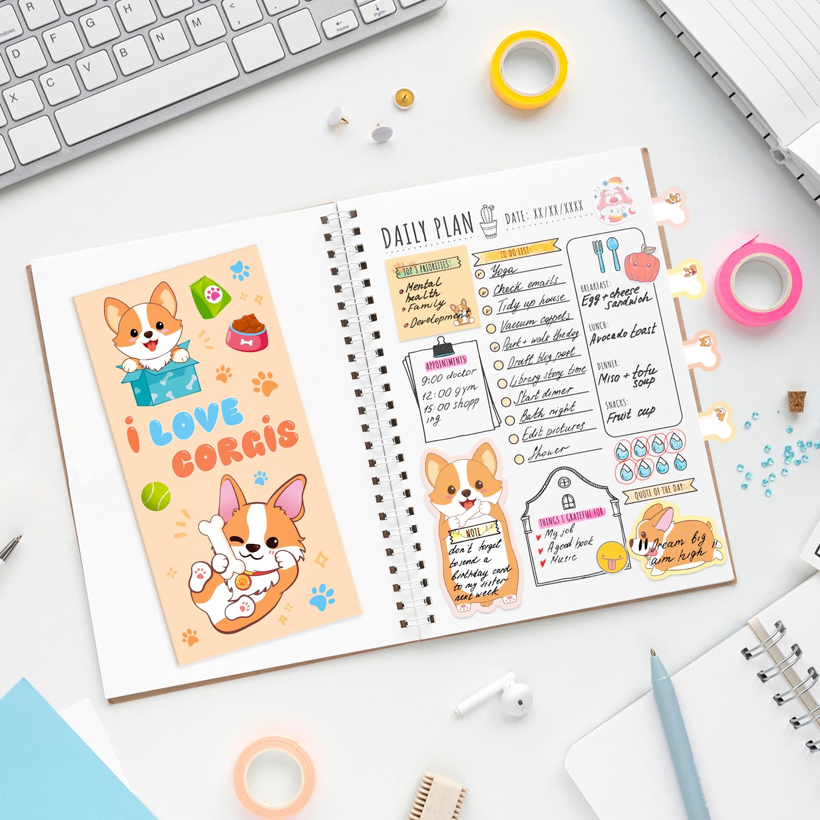 Editable Corgi Notes Snapklik.com : Corgis Sticky Notes Set - Cute Cartoon Corgis Butt Self ...
