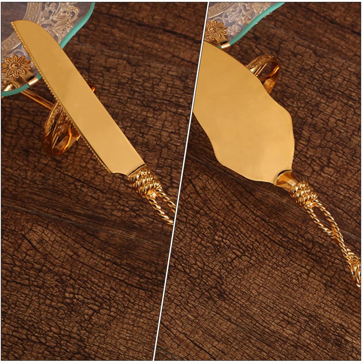LIFKOME 1set Cake Knife and Spatula Set for Easy Cake Cutting Elegant Gold Design for Weddings Birthdays and Special Events for Slicing Pastries and Desserts